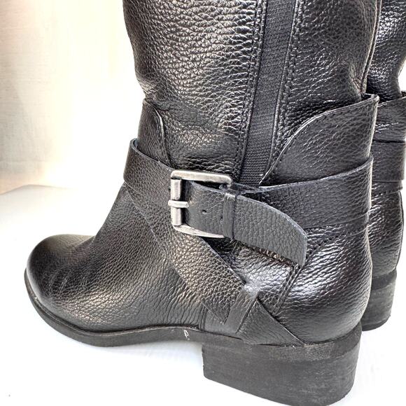NINE WEST Payson Knee High Boots Womens 7.5 Leather Riding Equestrian Biker Moto - Picture 3 of 16